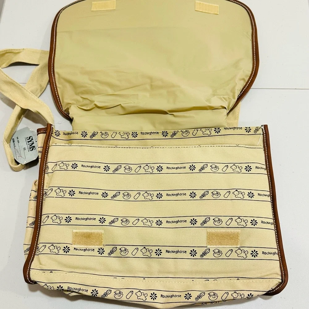 Vintage 90s Syms Baby Diaper Canvas Bag Animals, Floral Bright‎ Colors NWT